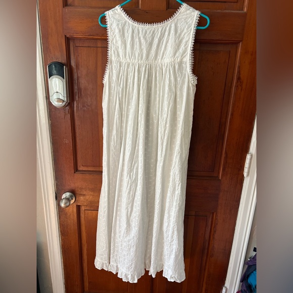Vintage White Embroidered Cotton Nightgown Dress Cottagecore Prairie Midi Size M - Picture 7 of 10